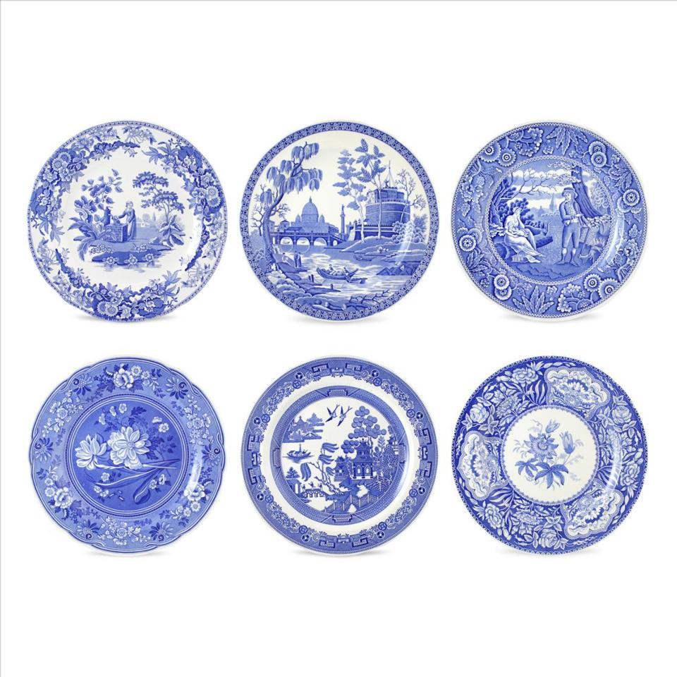 Set of 6 Georgian Plates Assorted (Blue Room)