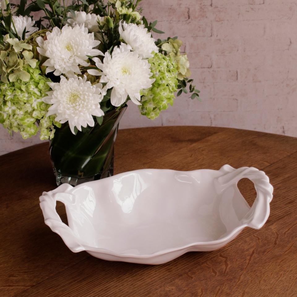 Sasha Medium Bowl with Handles White