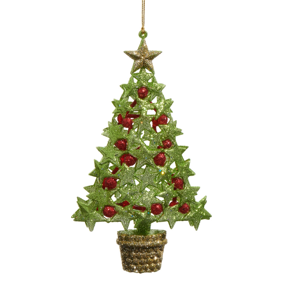 6.5" Star and Berry Green Tree Ornamen