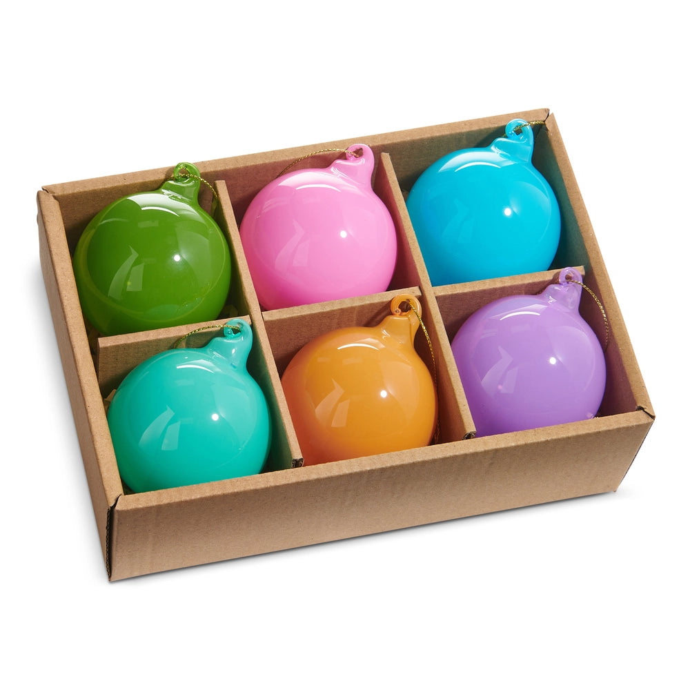 2.25" Box Set of Opaque Blown Glass Ball Ornaments