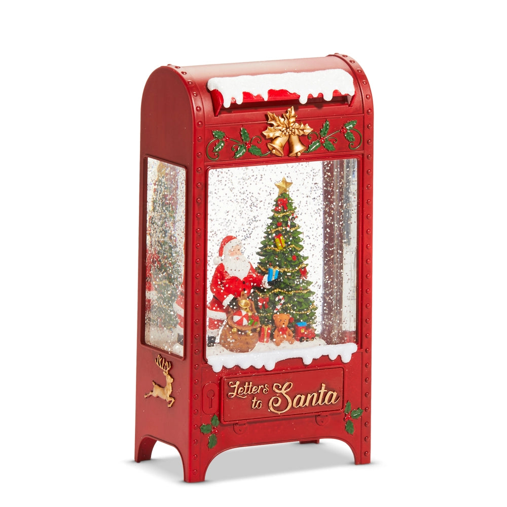 9.5" Santa and Tree Lighted Water Mailbox