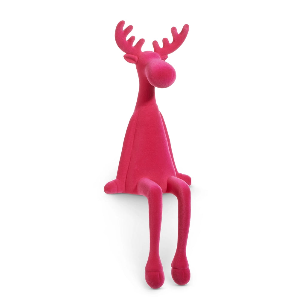 19" Hot Pink Flocked Sitting Moose