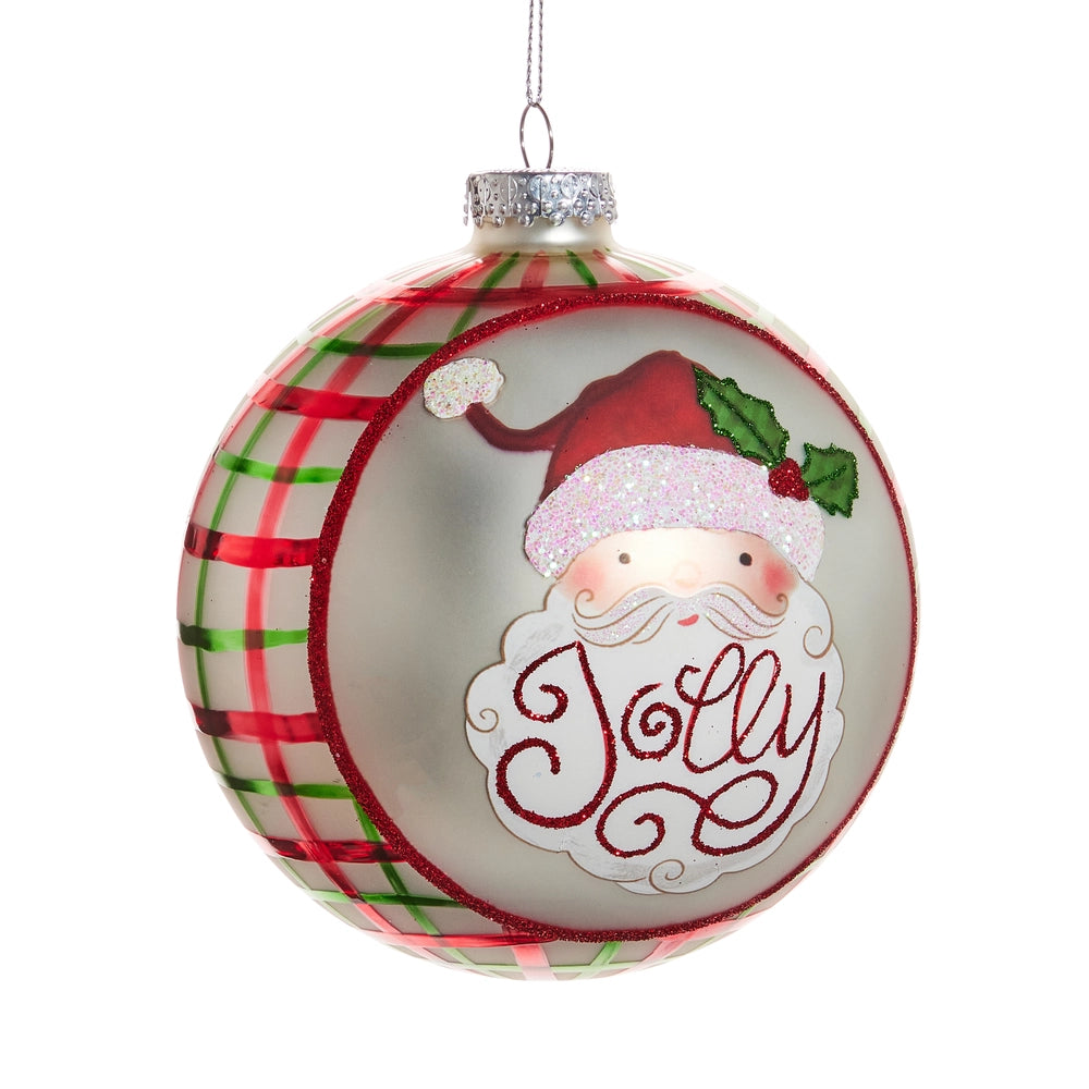 5" Jolly Santa Plaid Ornament