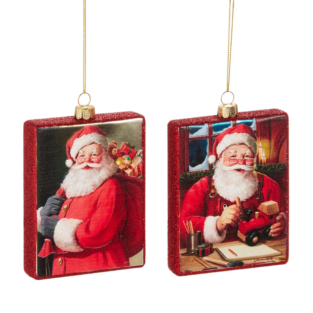 4.25" Jolly Santa Rectangle Ornament