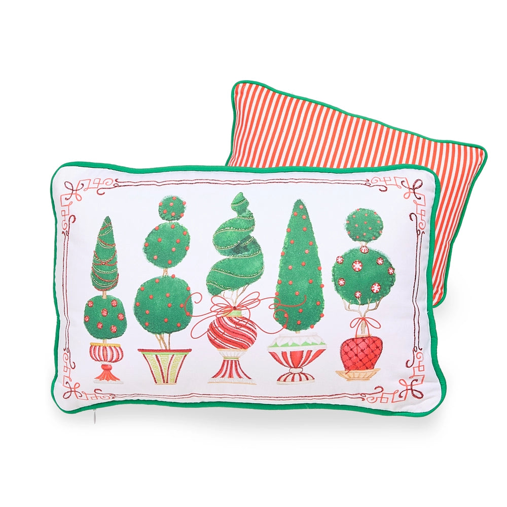 18" Merry Topiaries Lumbar Pillow