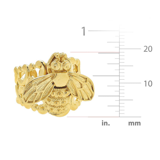 Handcast Gold Bee Adjustable Ring