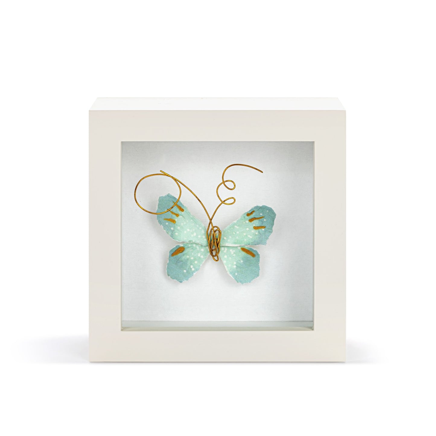 Blue Skies Light Blue Butterfly Shadow Box - 4in