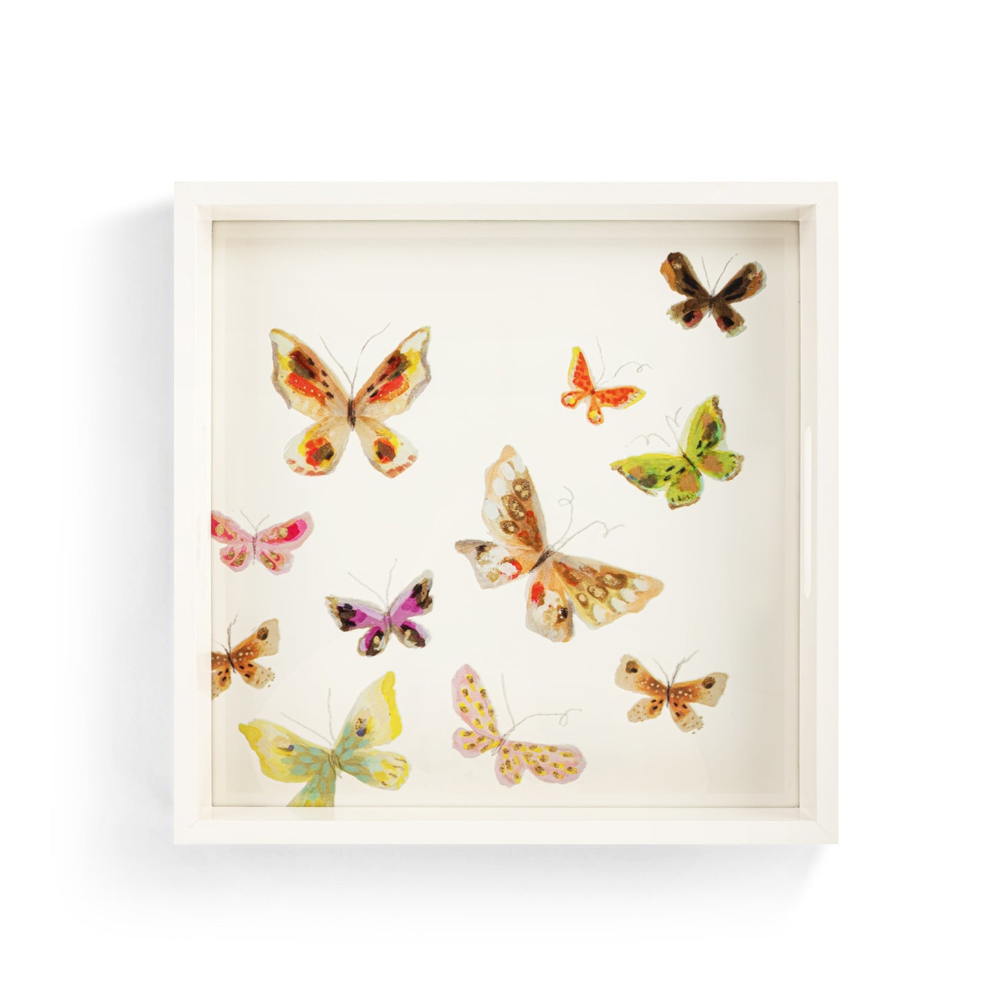 Scattered Butterfly Wood Square Tray - 14in