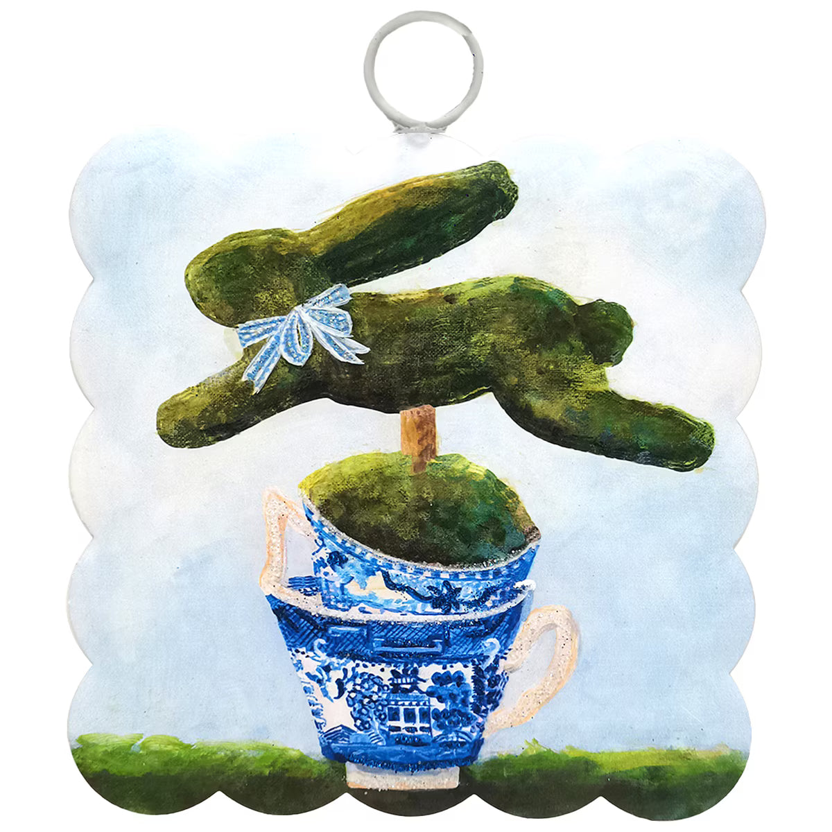 Mini Scallop Art Bunny in Teacup