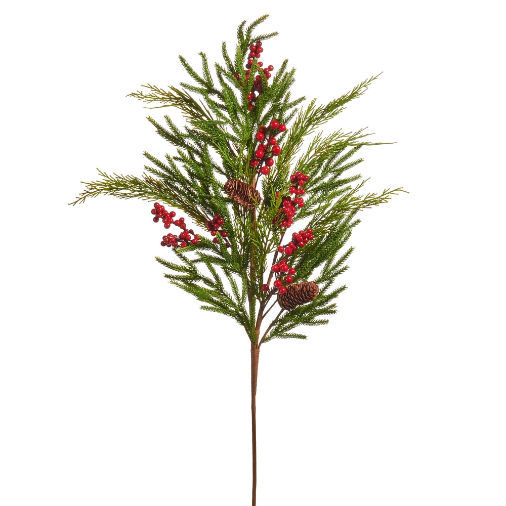 37" Pine and Berry Spray