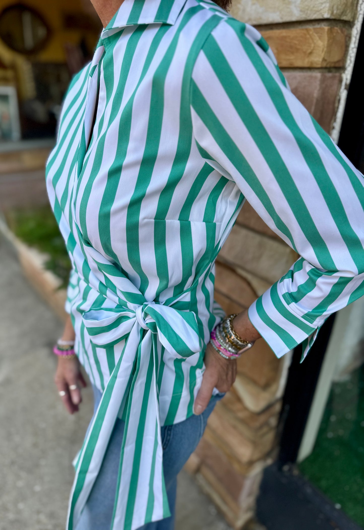 Salina Kelly Green Stripe Top