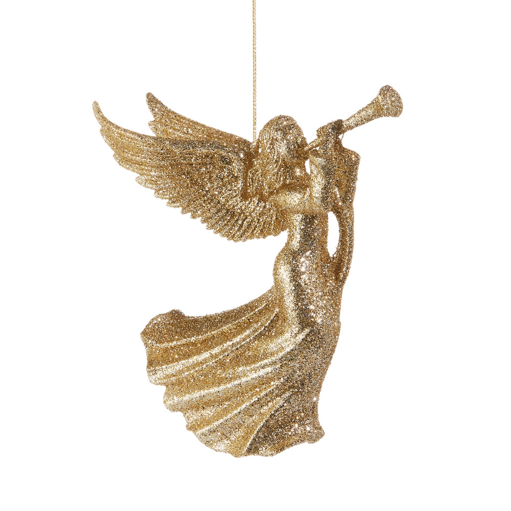 6" Champagne Glitter Angel Ornament