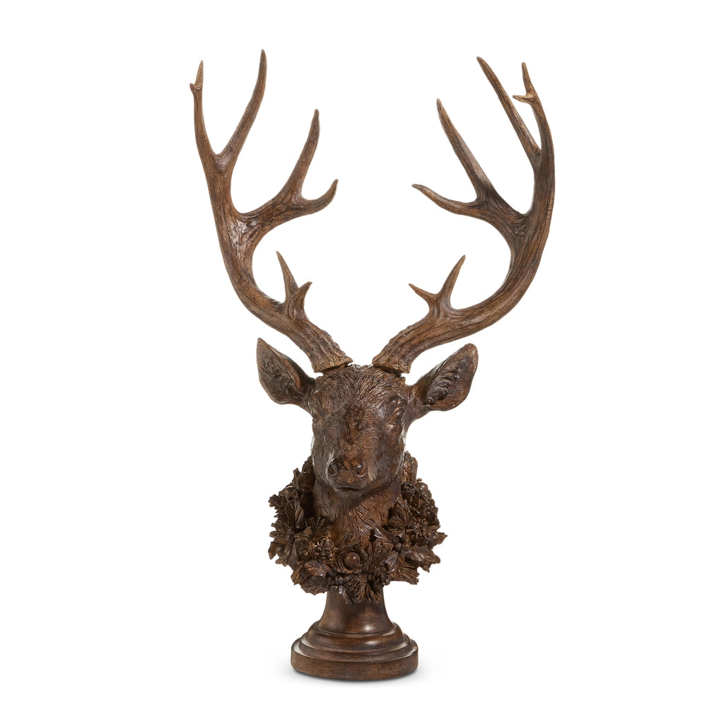 21.5" Antique Buck With Wreath