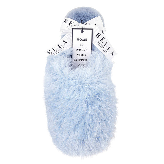 Plush Mohair Slippers - Spa Blue