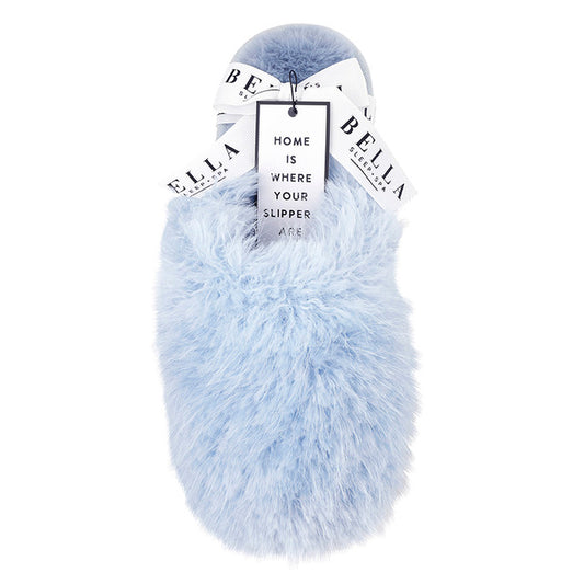 Plush Mohair Slippers - Spa Blue