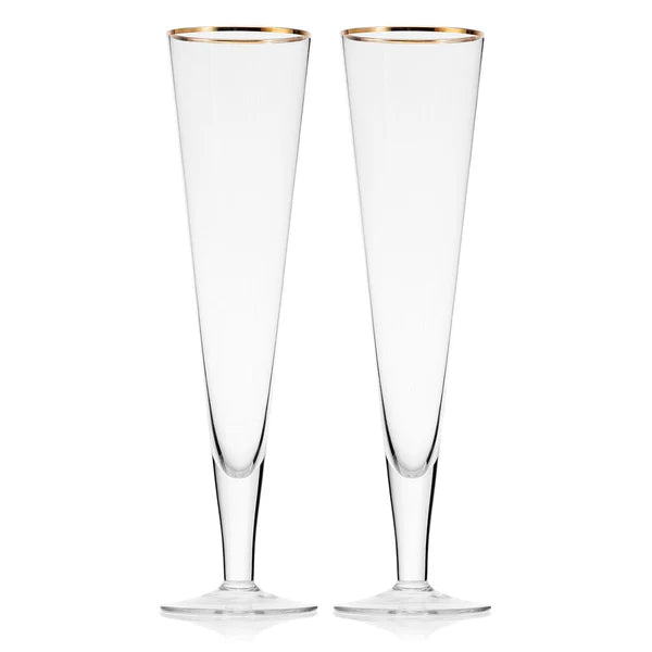 Trumpet Gold Set of 2 Champagne Flute Glasses