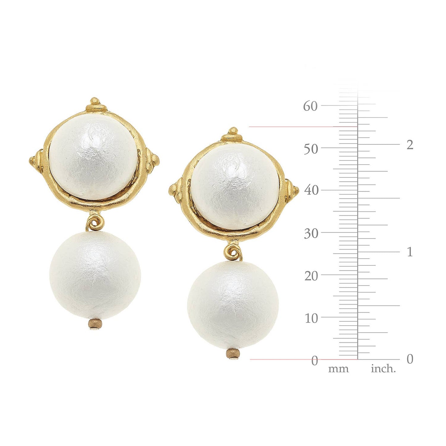 Gold Cotton Pearl Cab with Cotton Pearl Drop Earrings