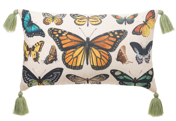 Butterfly Lumbar Pillow with Tassels