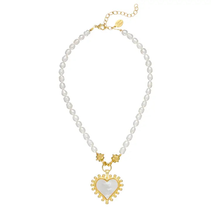 Mother of Pearl Heart Necklace On Pearl