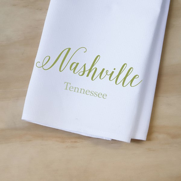 Curly Script Hometown Tea Towel