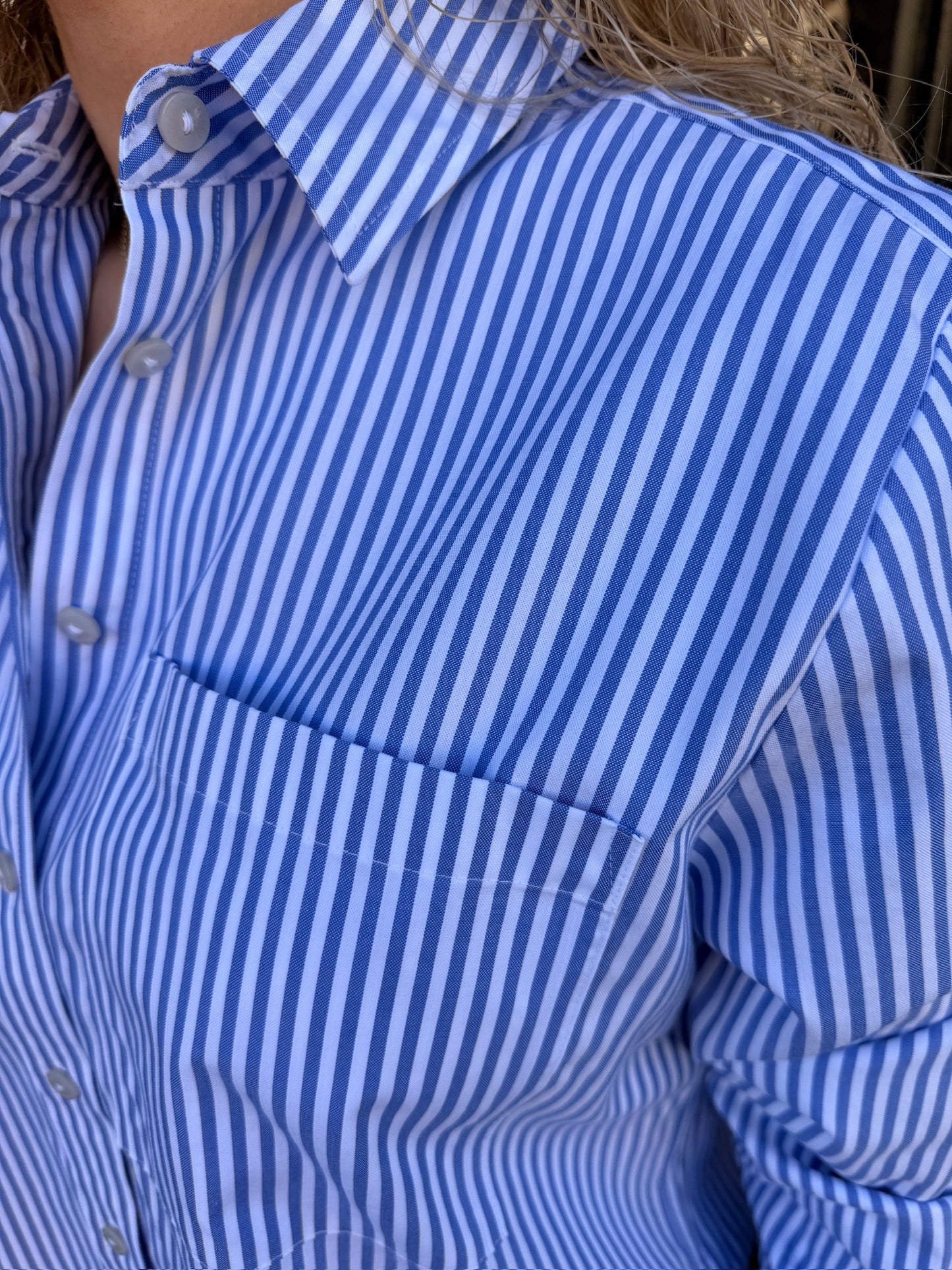 Jodie No Iron Pinpoint Stripe Long Sleeve Short Shirt