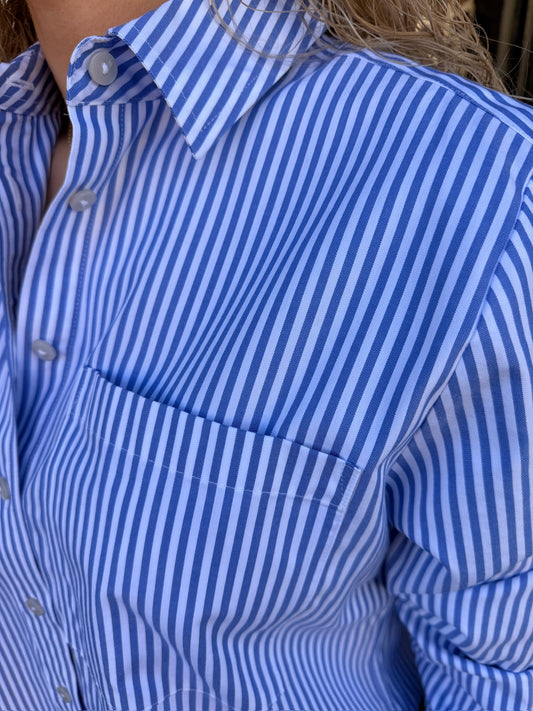 Jodie No Iron Pinpoint Stripe Long Sleeve Short Shirt