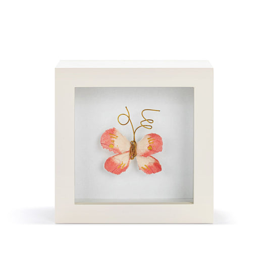 Loved So Much Coral Butterfly Shadow Box - 4in