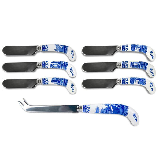 Blue Italian - Cheese Knife and 6 Spreaders