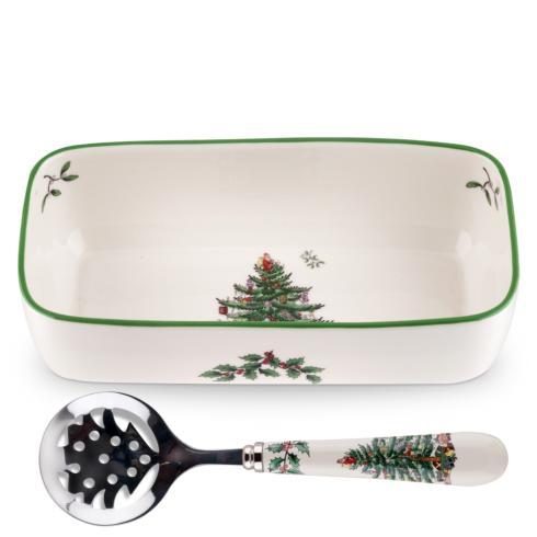 Cranberry Server with Slotted Spoon