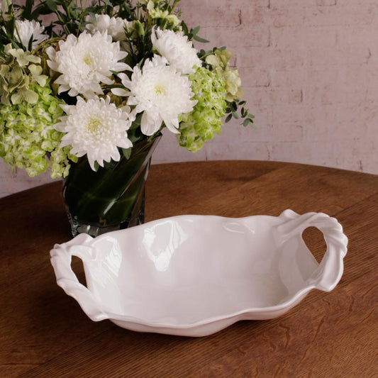 Sasha Medium Bowl with Handles White