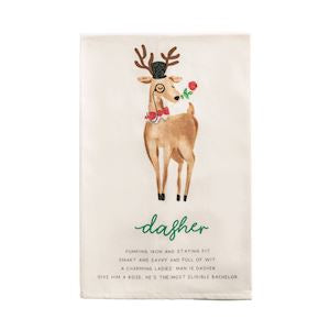 Dasher Reindeer Poem Towel