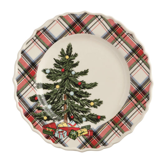 Tree Tartan Rim Salad Plate