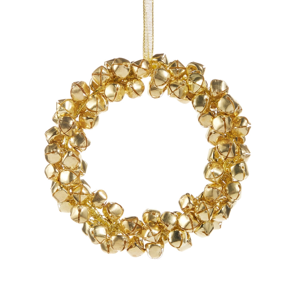 5" Gold Mini Bell Wreath Ornament