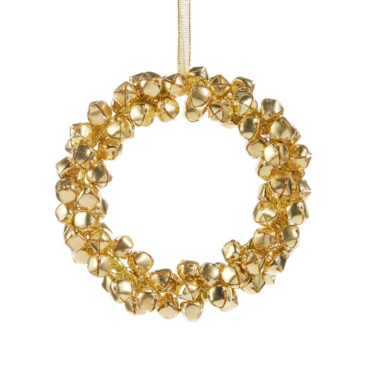 5" Gold Mini Bell Wreath Ornament