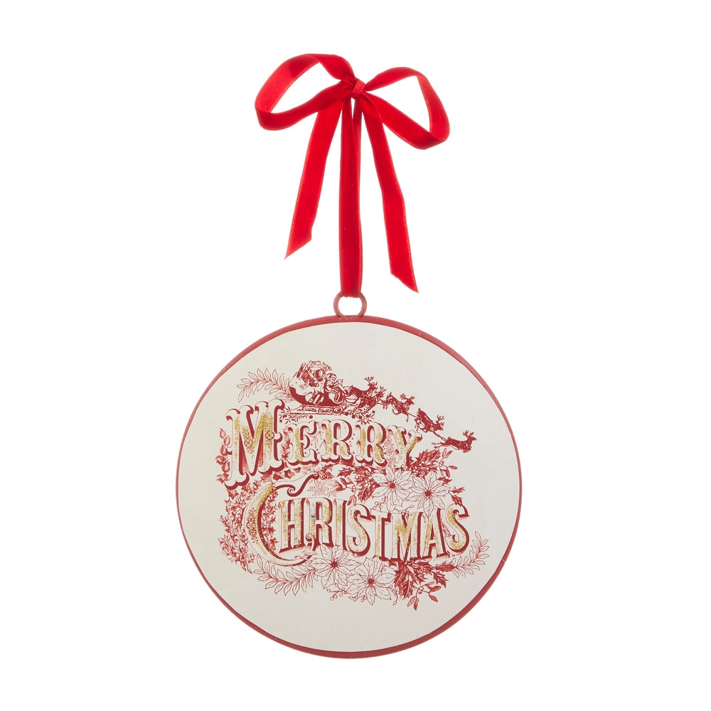 6" Vintage Merry Christmas Disc Ornament