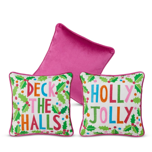 12" Holly Jolly Pillow