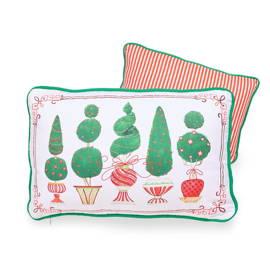 18" Merry Topiaries Lumbar Pillow