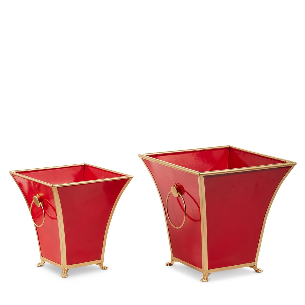 12.25" Red and Gold Cache Pots