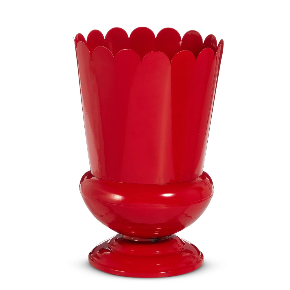 10" Scalloped Red Urn