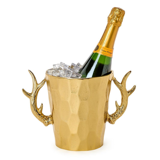 Gold Stag Antlers Faceted Ice Bucket / Bottle Chiller