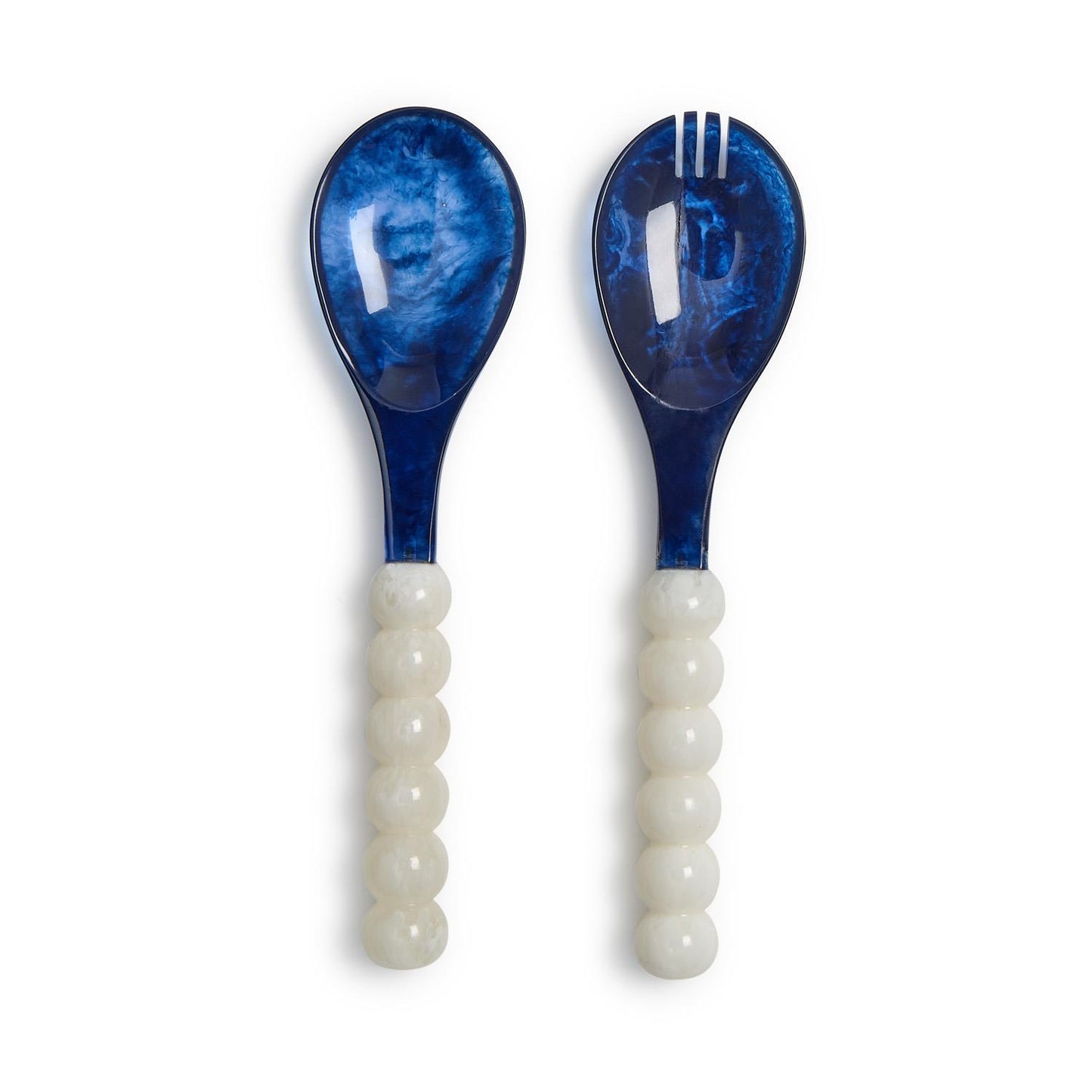 Modern Pop Set of 2 Blue and White Salad Server Set in Gift Box