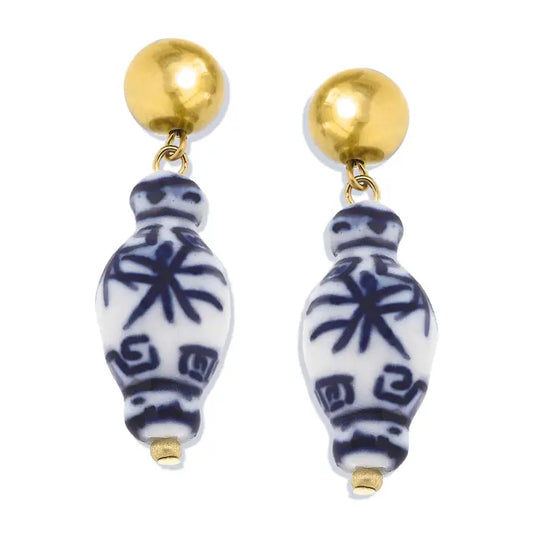 Blue & White Porcelain Ginger Jar Earrings