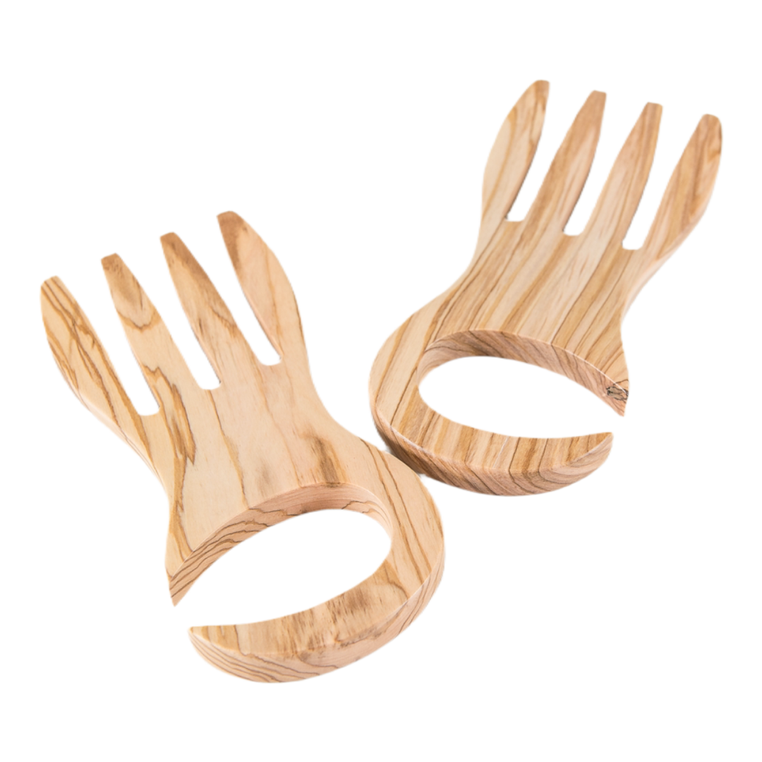 Olive Wood Salad Hands