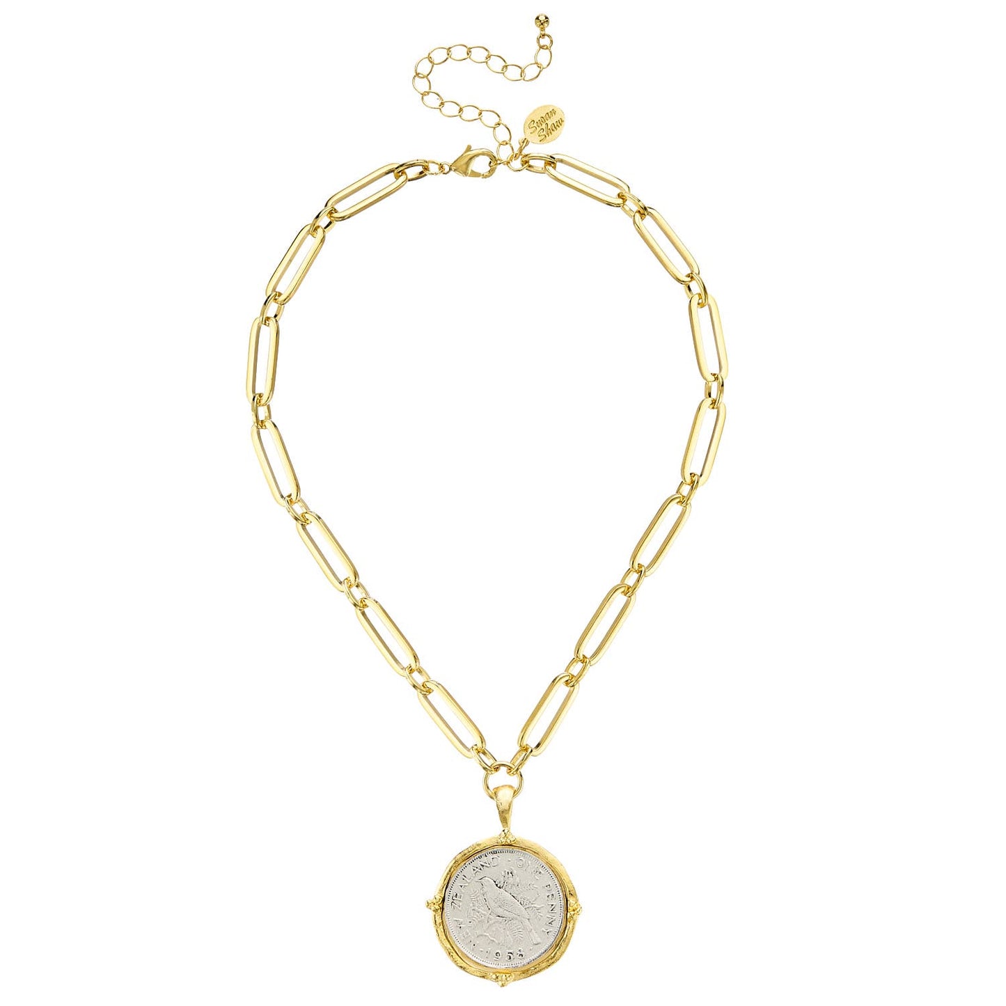 Bird Coin Paperclip Necklace