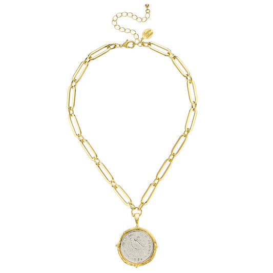 Bird Coin Paperclip Necklace