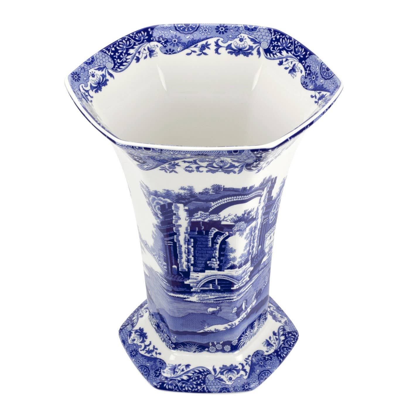 Spode Blue Italian Hexagonal Vase