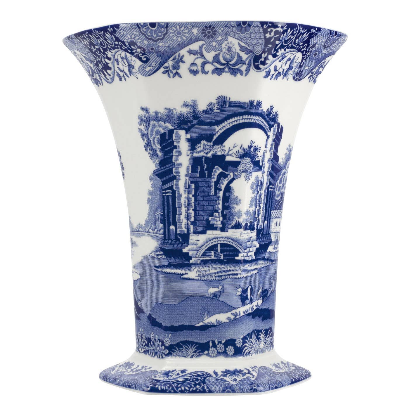 Spode Blue Italian Hexagonal Vase