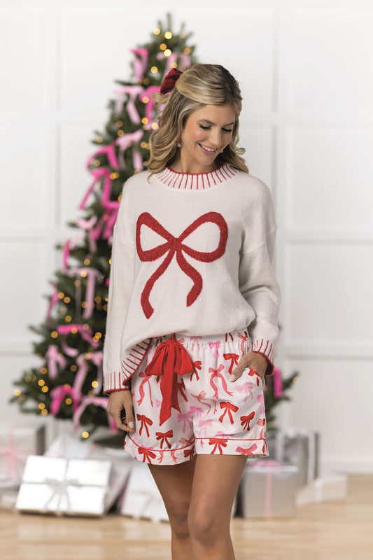 Bow Holiday Pajama Shorts