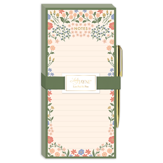 Ditsy Magnetic List Pad with Pen