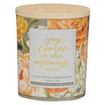 Joy Comes in the Morning Eucalyptus Sandalwood Scented Candle in a Glass Jar - Psalm 30:5